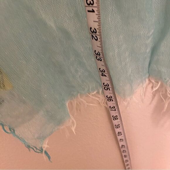 Peace of Cake teal aqua Mermaidcore lightweight coastal gauze scarf 23x72 - Picture 10 of 11